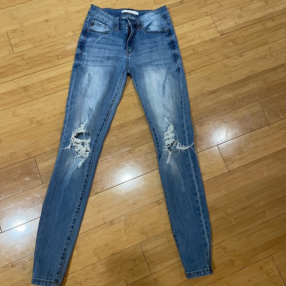 KanCan Jeans Womens 25 Distressed Skinny Stretch Fit KC6012M Medium Wash Denim